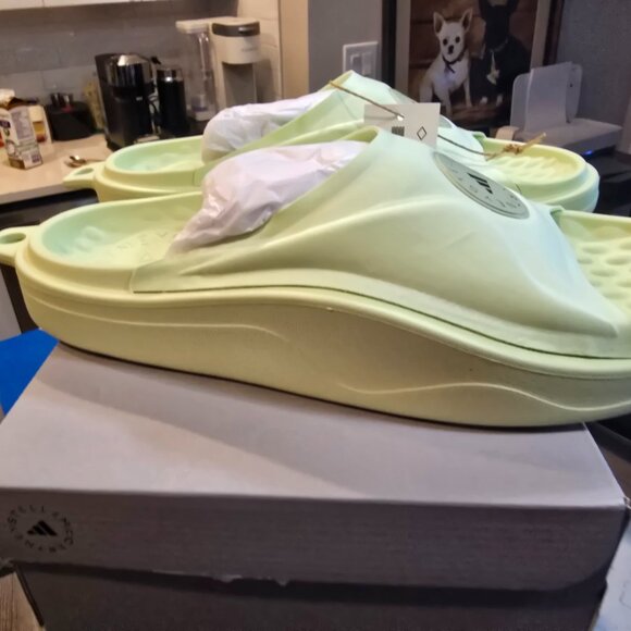 Stella McCartney x Adidas Women’s Size 7 Halo Carbon Light Green Slides JI1217 - Picture 6 of 14